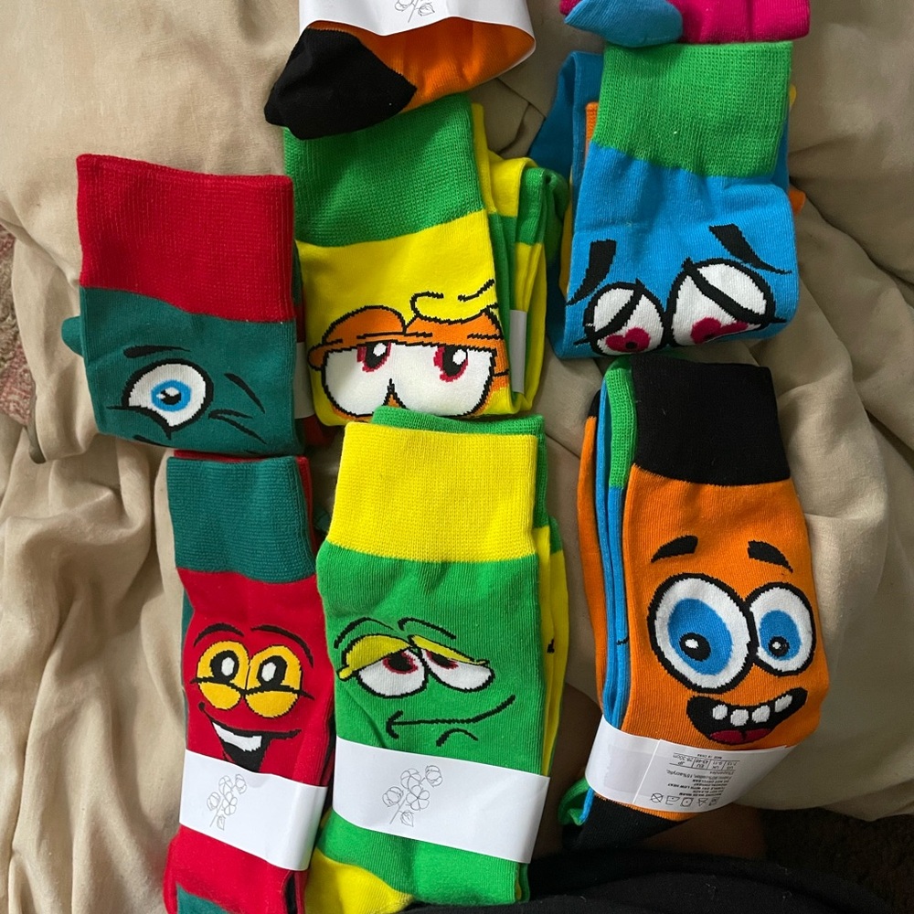 Colorful Cartoon Face Crew Socks - Men (Multi-Color)